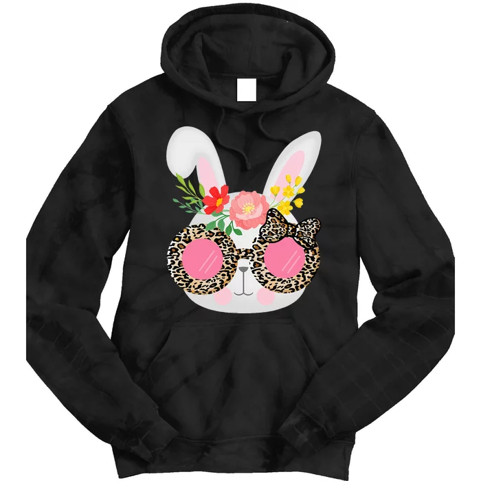 Cute Bunny Face Leopard Glasses Easter Tie Dye Hoodie