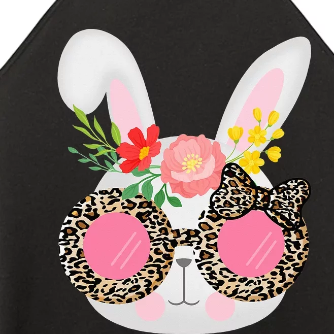 Cute Bunny Face Leopard Glasses Easter Women’s Perfect Tri Rocker Tank