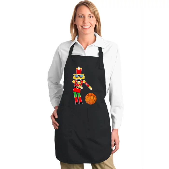 Christmas Basketball Flossing Nutcracker Full-Length Apron With Pocket