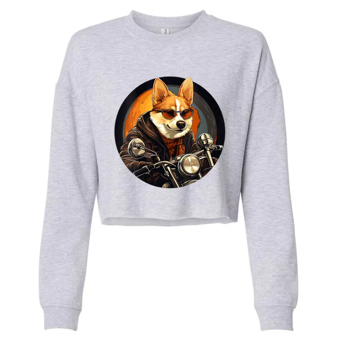 Corgi Biker Funny Dog Motorcycle VNeck Cropped Pullover Crew