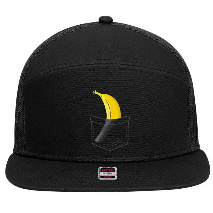 Cool Banana Fruit Lover Banana Yellow Hawaiian 7 Panel Mesh Trucker Snapback Hat