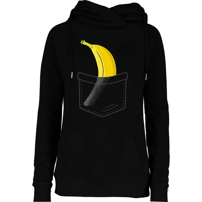 Cool Banana Fruit Lover Banana Yellow Hawaiian Womens Funnel Neck Pullover Hood