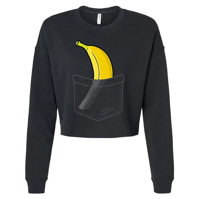 Cool Banana Fruit Lover Banana Yellow Hawaiian Cropped Pullover Crew