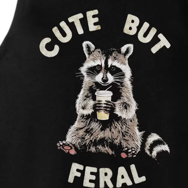 Cute But Feral Funny Sarcastic Raccoon Gift Ladies Tri-Blend Wicking Tank