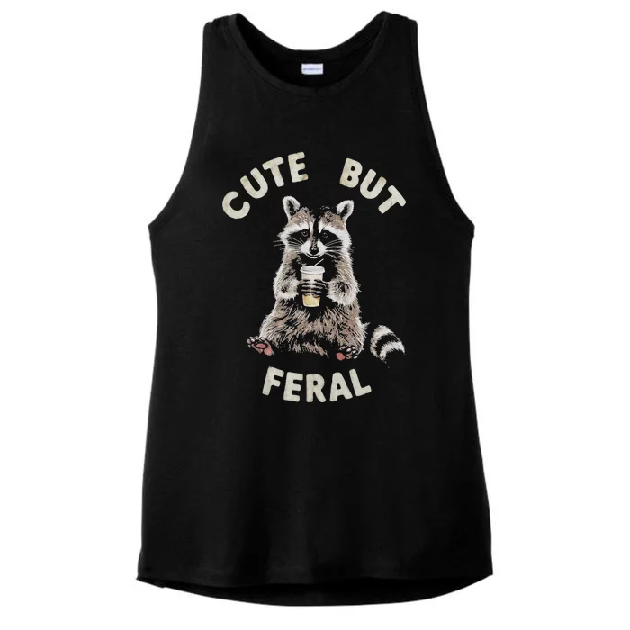 Cute But Feral Funny Sarcastic Raccoon Gift Ladies Tri-Blend Wicking Tank