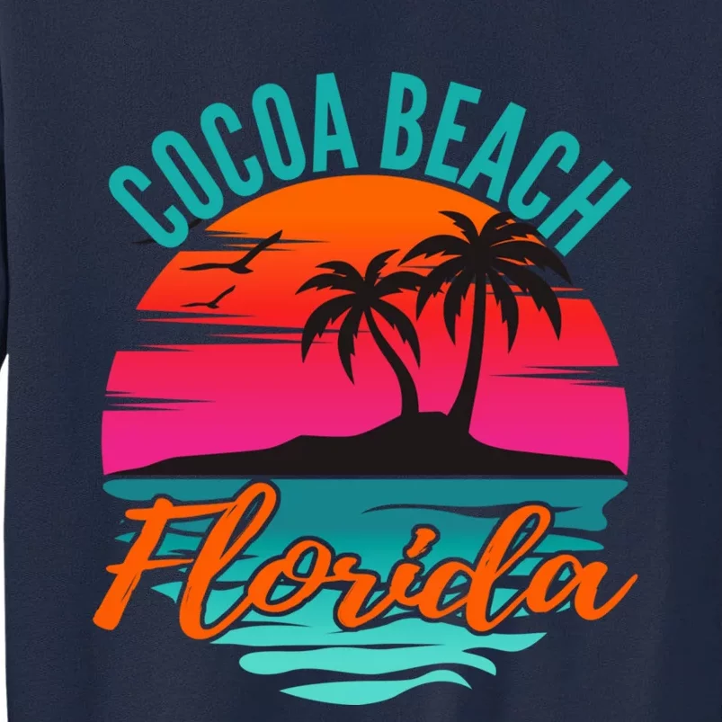 Cocoa Beach Florida Palm Tree Island Pink Sunset Tall Sweatshirt