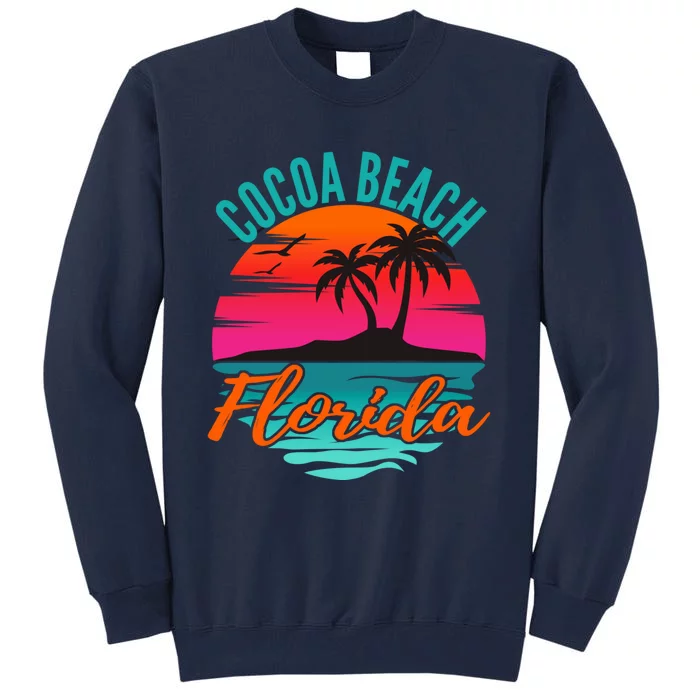 Cocoa Beach Florida Palm Tree Island Pink Sunset Tall Sweatshirt