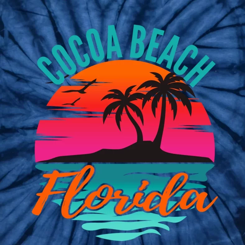 Cocoa Beach Florida Palm Tree Island Pink Sunset Tie-Dye T-Shirt