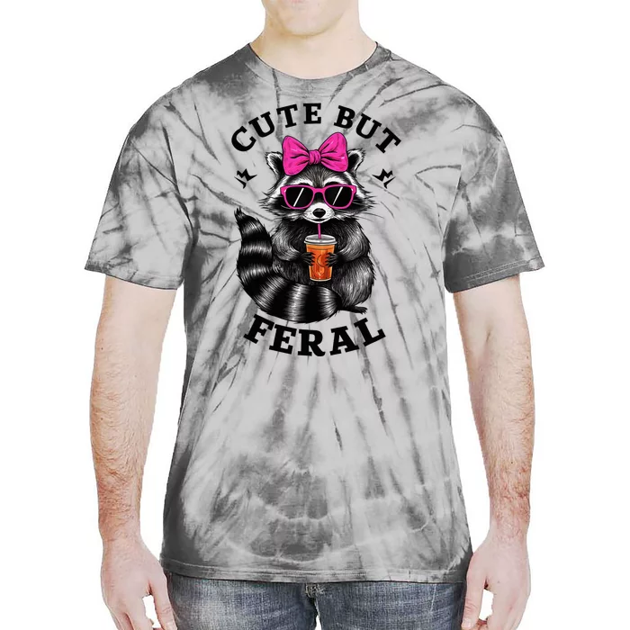 Cute But Feral Funny Colorful Raccoon With Sunglasses Tie-Dye T-Shirt