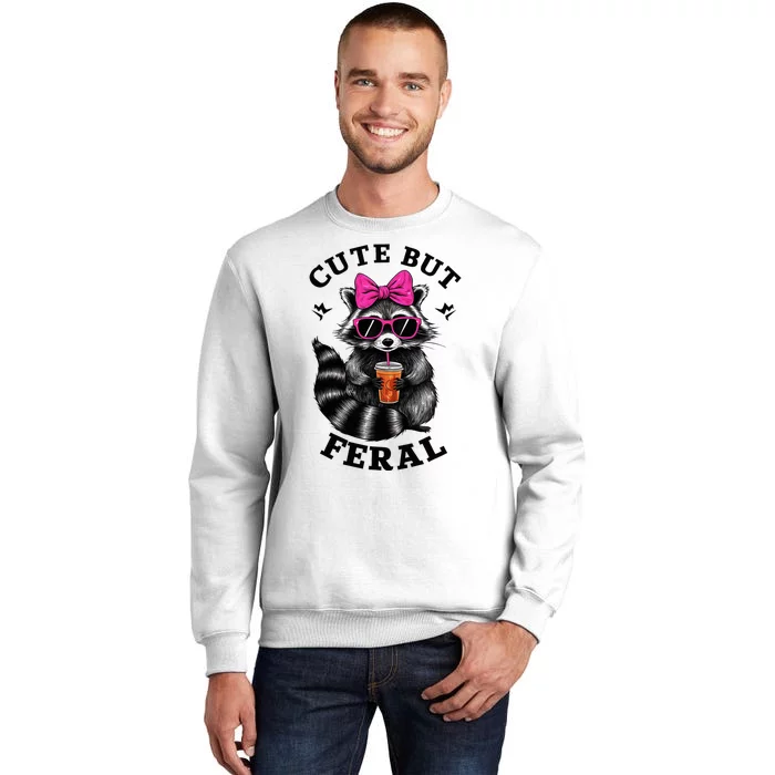 Cute But Feral Funny Colorful Raccoon With Sunglasses Sweatshirt