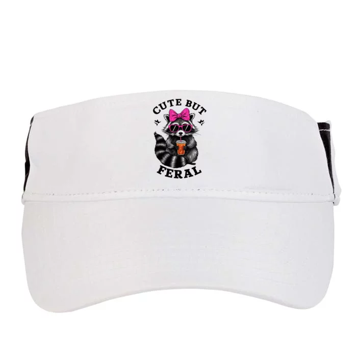 Cute But Feral Funny Colorful Raccoon With Sunglasses Adult Drive Performance Visor