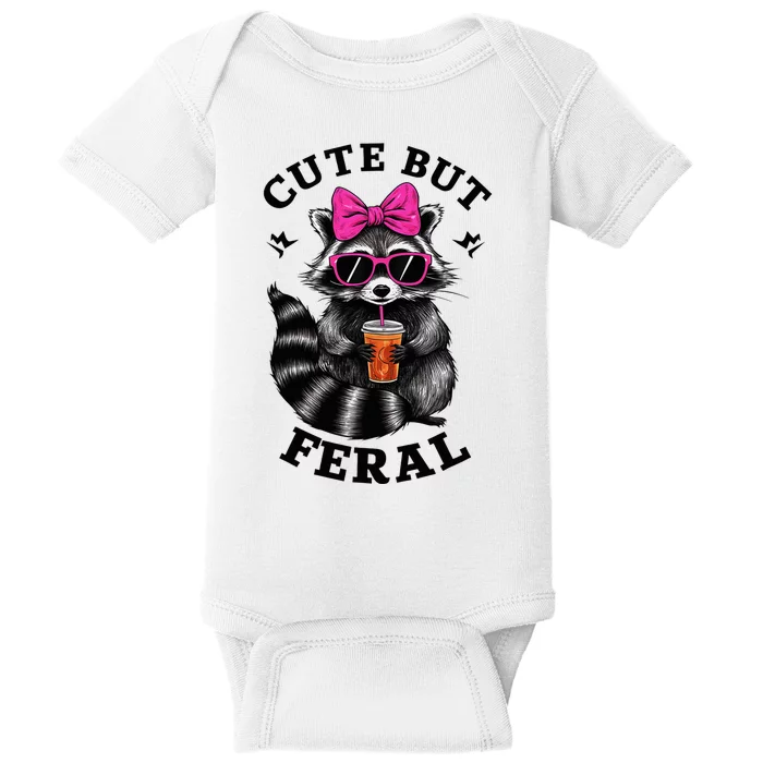 Cute But Feral Funny Colorful Raccoon With Sunglasses Baby Bodysuit