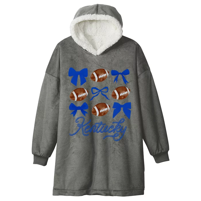 Coquette Bow Football Kentucky Hooded Wearable Blanket