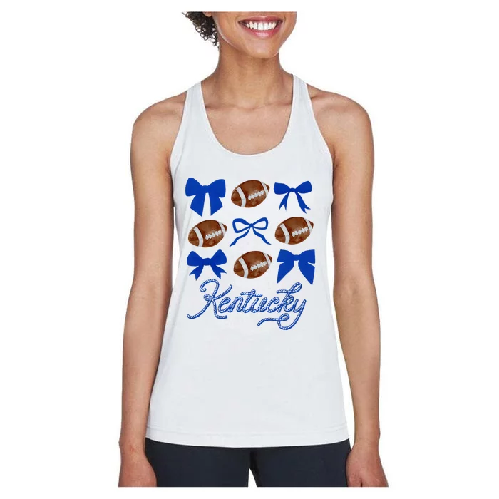 Coquette Bow Football Kentucky Women's Racerback Tank