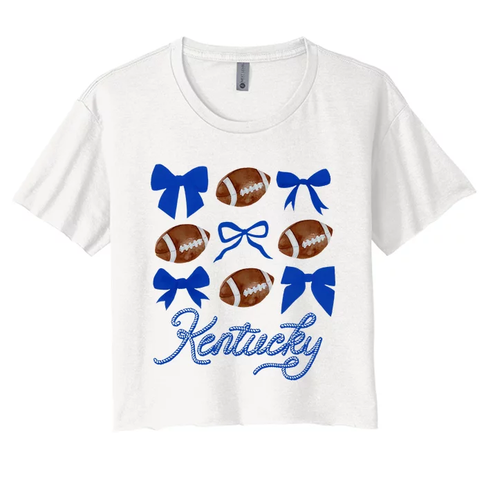 Coquette Bow Football Kentucky Women's Crop Top Tee