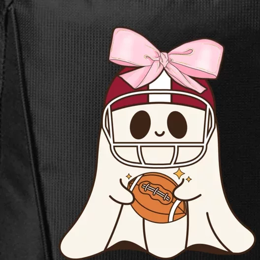 Coquette Bow Funny Ghost Spooky Season Halloween Football Gift City Backpack