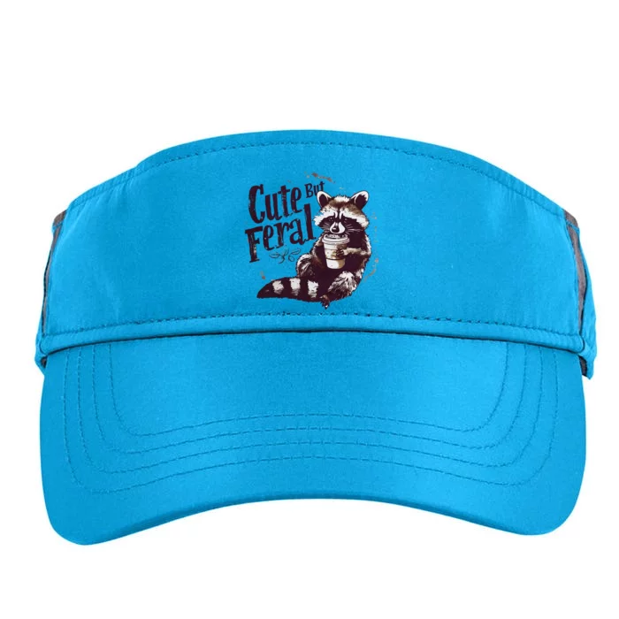 Cute But Feral Funny Sarcastic Snarky Funny Raccoon Adult Drive Performance Visor