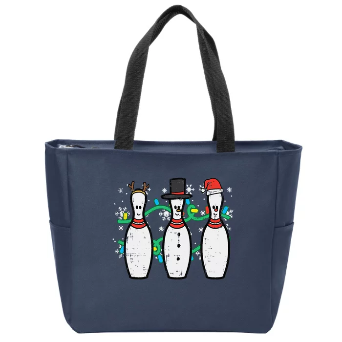 Christmas Bowling Funny Xmas Sports Bowler Funny Funny Zip Tote Bag