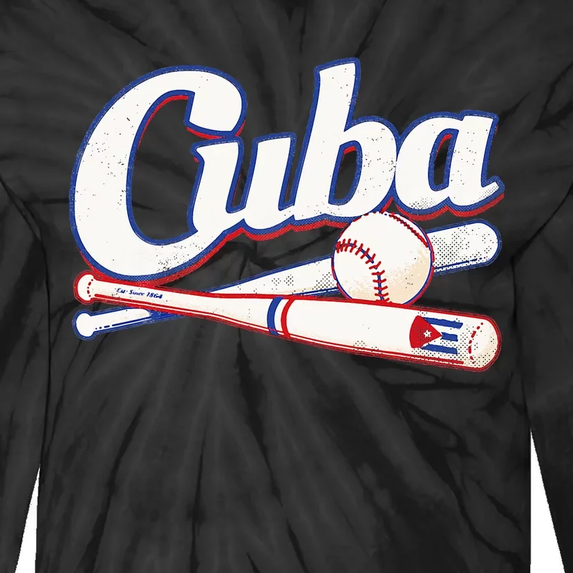 Cuba Baseball Fan Cuban Flag Sport Team Distressed Tie-Dye Long Sleeve Shirt