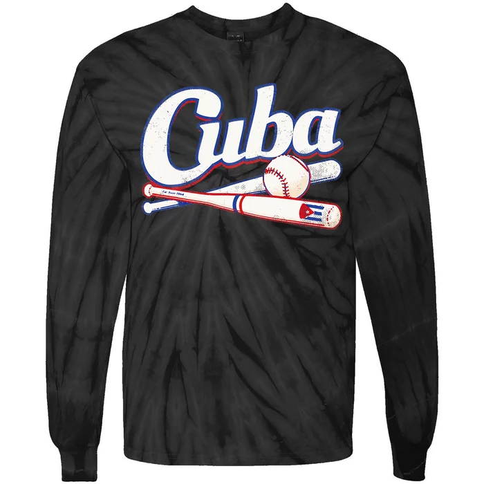 Cuba Baseball Fan Cuban Flag Sport Team Distressed Tie-Dye Long Sleeve Shirt