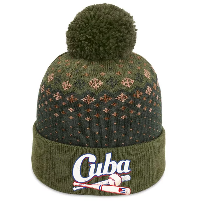 Cuba Baseball Fan Cuban Flag Sport Team Distressed The Baniff Cuffed Pom Beanie