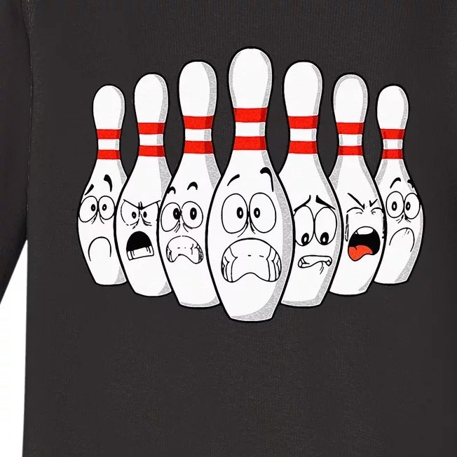 Cartoon Bowling Funny Scared Bowling Pins Baby Long Sleeve Bodysuit