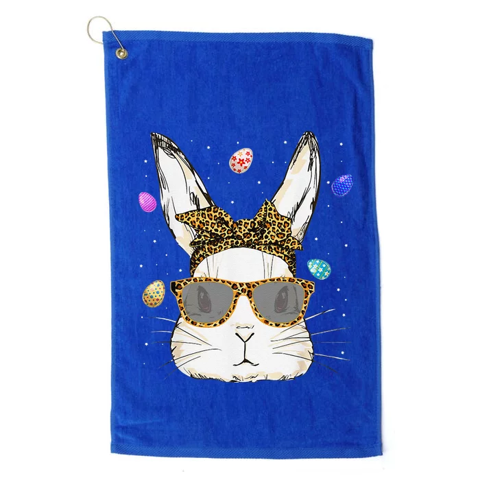 Cute Bunny Face Leopard Print Glasses Rabbit Easter Platinum Collection Golf Towel