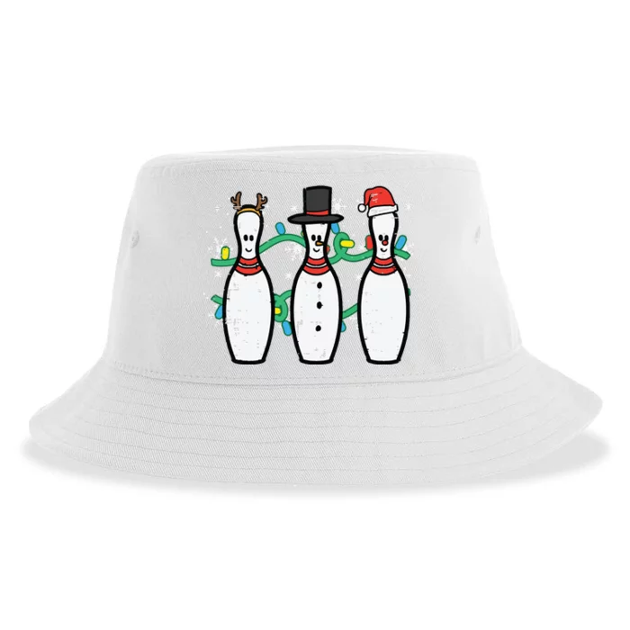 Christmas Bowling Funny Xmas Sports Bowler Women Sustainable Bucket Hat