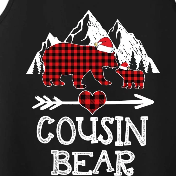 Cousin Bear Funny Gift Red Buffalo Plaid Grandma Bear Pajama Gift Performance Tank