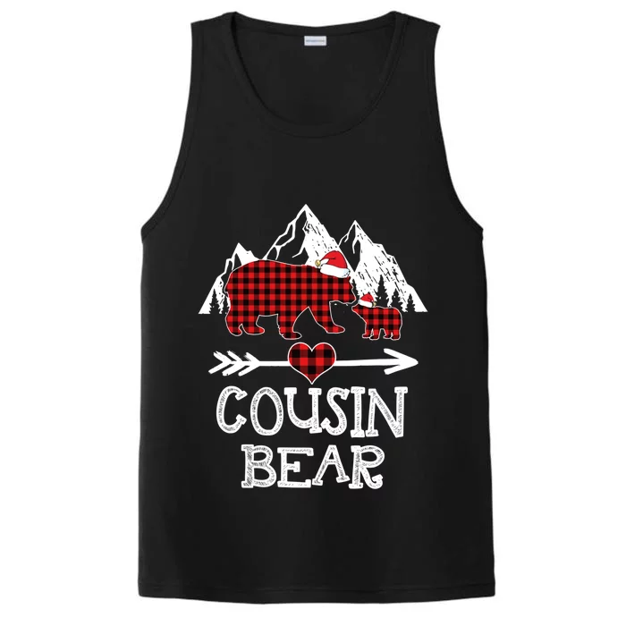 Cousin Bear Funny Gift Red Buffalo Plaid Grandma Bear Pajama Gift Performance Tank