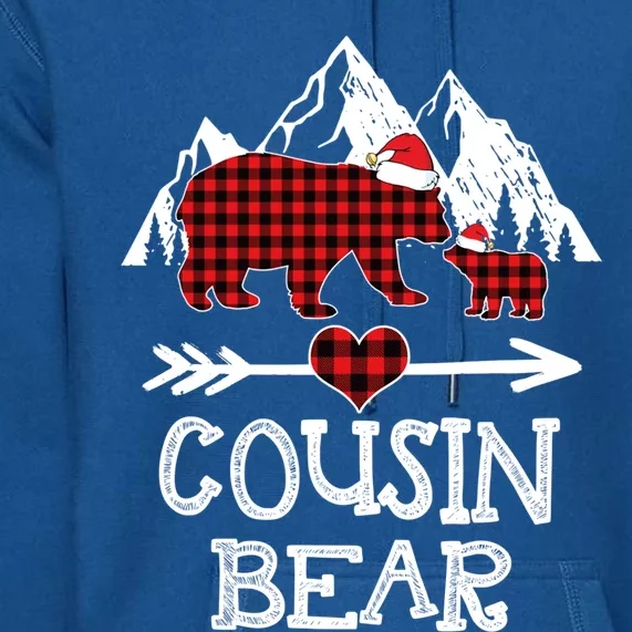 Cousin Bear Funny Gift Red Buffalo Plaid Grandma Bear Pajama Gift Premium Hoodie