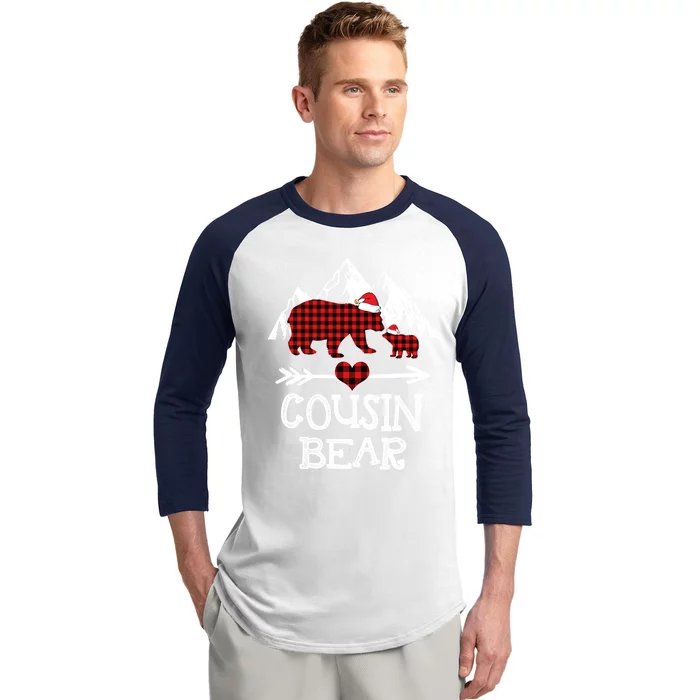 Cousin Bear Funny Gift Red Buffalo Plaid Grandma Bear Pajama Gift Baseball Sleeve Shirt