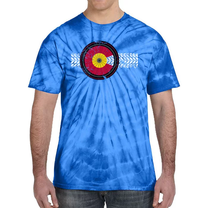 Colorado Bike Flag Mountain Bike Biking Cyclist Cycling Tie-Dye T-Shirt