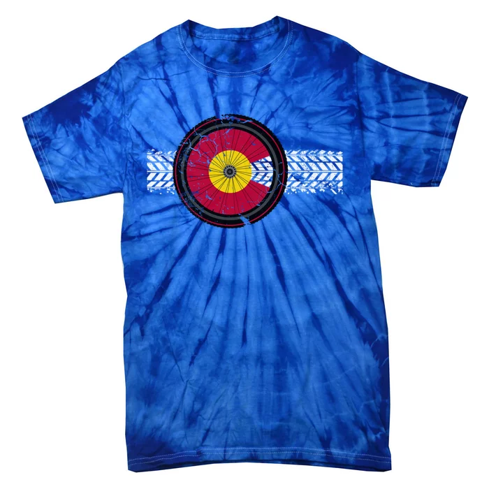 Colorado Bike Flag Mountain Bike Biking Cyclist Cycling Tie-Dye T-Shirt