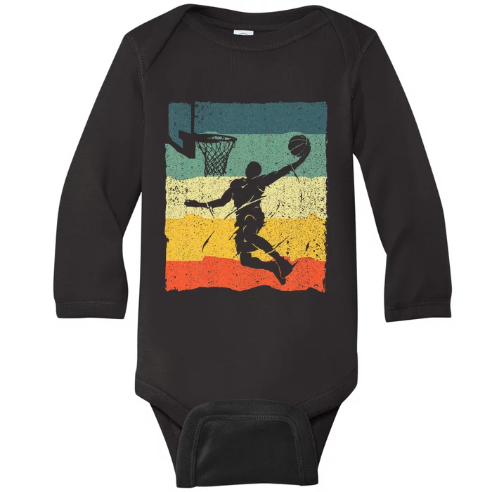 Cool Basketball For Women Vintage Basketball Player Baby Long Sleeve Bodysuit