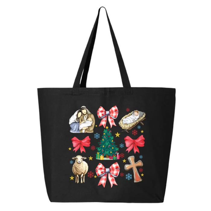 Coquette Bow Funny Baby Jesus Christmas Bible Verse Xmas 25L Jumbo Tote