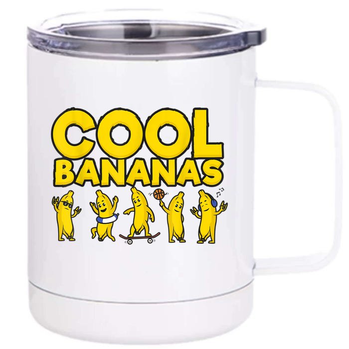 Cool Bananas | Funny Fruit Pun | Banana Front & Back 12oz Stainless Steel Tumbler Cup