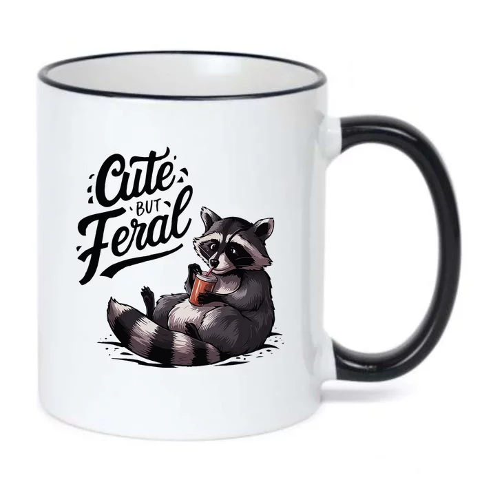 Cute But Feral Funny And Wild Raccoon Design Black Color Changing Mug