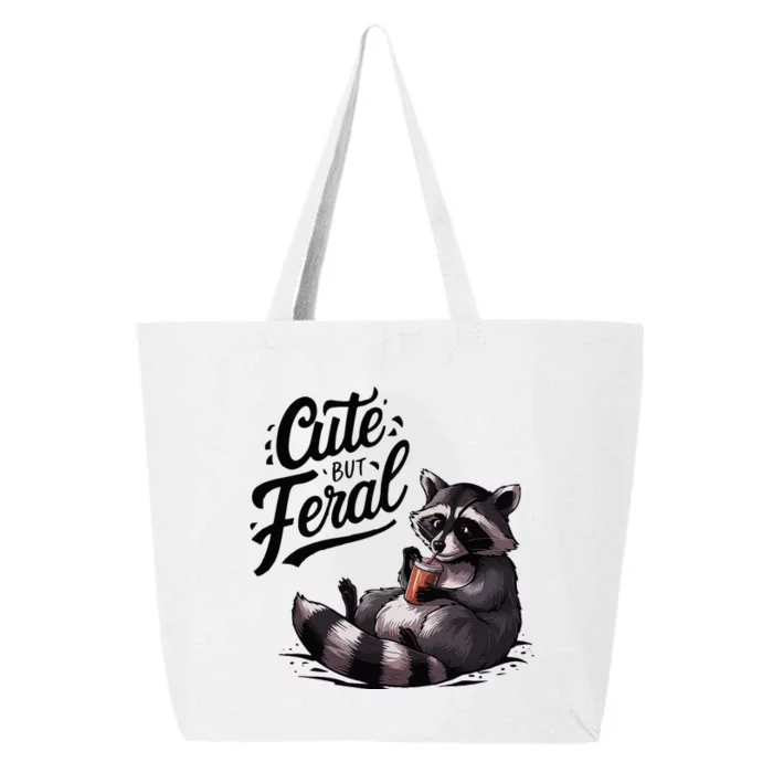 Cute But Feral Funny And Wild Raccoon Design 25L Jumbo Tote