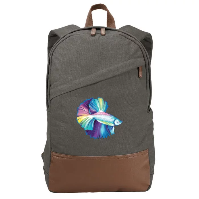 Colorful Betta Fish Swimming Cotton Canvas Backpack