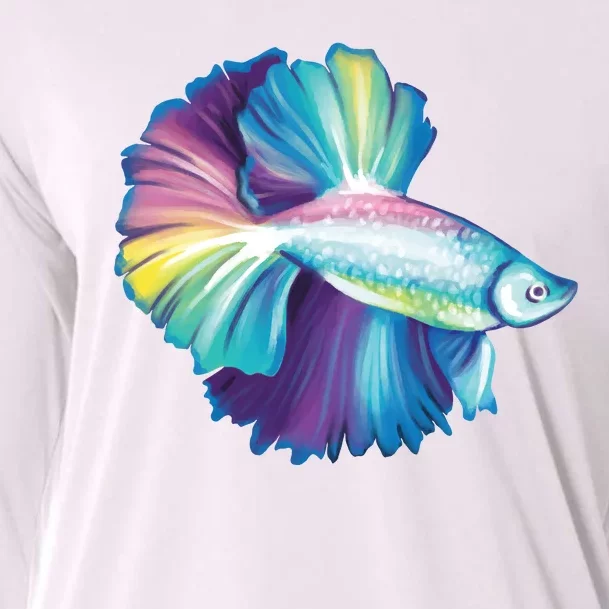 Colorful Betta Fish Swimming Cooling Performance Long Sleeve Crew