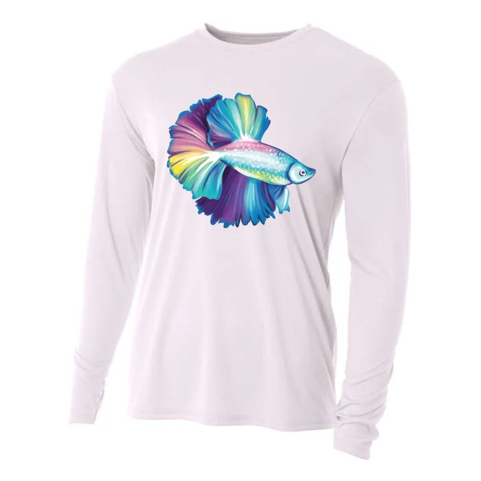 Colorful Betta Fish Swimming Cooling Performance Long Sleeve Crew