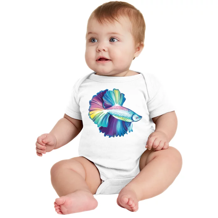 Colorful Betta Fish Swimming Baby Bodysuit