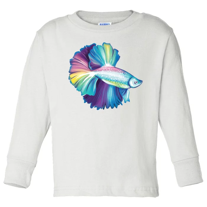 Colorful Betta Fish Swimming Toddler Long Sleeve Shirt