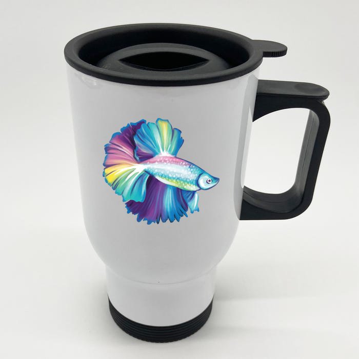 Colorful Betta Fish Swimming Front & Back Stainless Steel Travel Mug