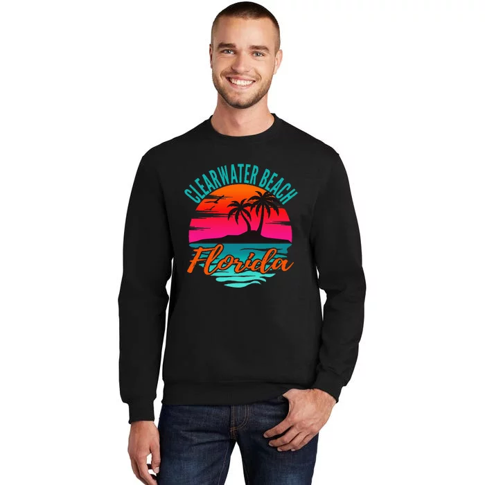 Clearwater Beach Florida Palm Tree Island Pink Sweatshirt