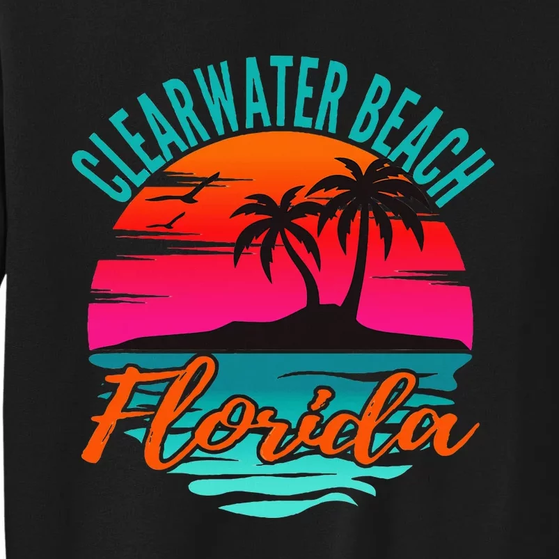 Clearwater Beach Florida Palm Tree Island Pink Sweatshirt