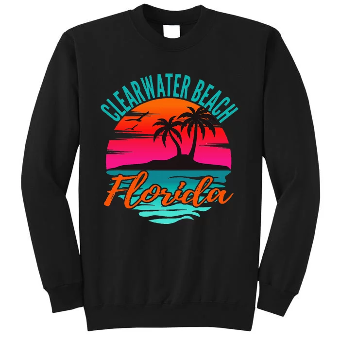 Clearwater Beach Florida Palm Tree Island Pink Sweatshirt