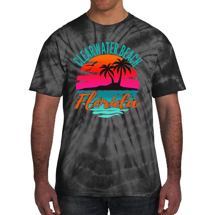 Clearwater Beach Florida Palm Tree Island Pink Tie-Dye T-Shirt