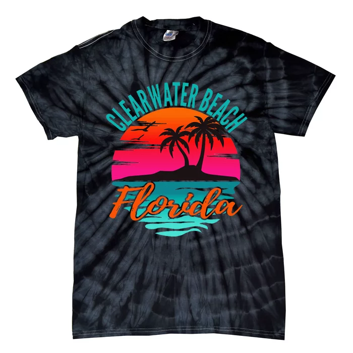 Clearwater Beach Florida Palm Tree Island Pink Tie-Dye T-Shirt